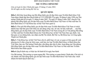 Quyết định 921/QĐ-TTg kết thúc hoạt động Hội đồng Quốc gia chỉ đạo biên soạn Từ điển Bách khoa Việt Nam