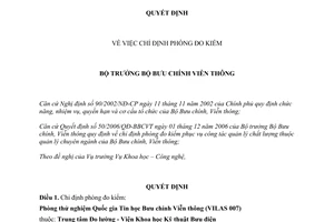 Quyết định 692/QĐ-BBCVT chỉ định Phòng Đo kiểm