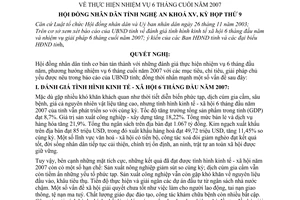 Nghị quyết 181/2007/NQ-HĐND thực hiện nhiệm vụ 6 tháng cuối năm 2007