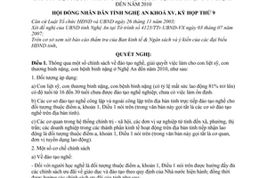 Nghị quyết 192/2007/NQ-HĐND thông qua chính sách đào tạo nghề, giải quyết việc làm cho con liệt sỹ, con thương binh nặng, con bệnh binh nặng Nghệ An