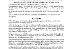 Nghị quyết 194/2007/NQ-HĐND thông qua chính sách cai nghiện, dạy nghề, tạo việc làm sau cai cho người nghiện ma tuý trên địa bàn tỉnh Nghệ An