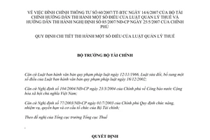 Quyết định 2476/QĐ-BTC đính chính Thông tư 60/2007/TT-BTC