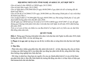 Nghị quyết 187/2007/NQ-HĐND chương trình phát triển nhà ở trên địa bàn tỉnh Nghệ An đến năm 2010, định hướng đến năm 2020