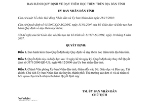 Quyết định 24/2007/QĐ-UBND Quy định dạy học thêm trên địa bàn tỉnh Đắk Lắk