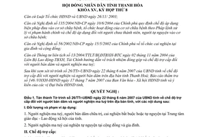 Nghị quyết 70/2007/NQ-HĐND trợ cấp người nghiện ma tuý người bán dâm Thanh Hoá