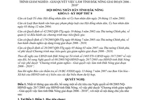 Nghị quyết 04/2007/NQ-HĐND giảm nghèo giải quyết việc làm Đăk Nông