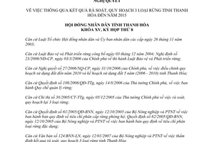 Nghị quyết 73/2007/NQ-HĐND kết quả rà soát quy hoạch 3 loại rừng Thanh Hóa 2015