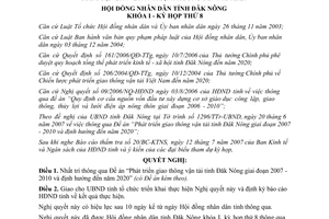 Nghị quyết 01/2007/NQ-HĐND phát triển giao thông vận tải Đăk Nông