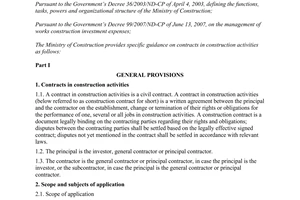 Circular No. 06/2007/TT-BXD of July 25, 2007, providing guidance on contracts in construction activities.
