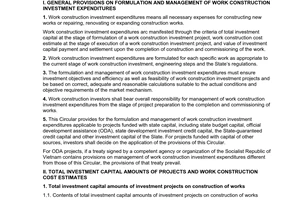 Circular No. 05/2007/TT-BXD of July 25, 2007, guiding the formulation and management of work construction investment expenditures.