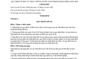 Nghị định 121/2007/NĐ-CP đầu tư trực tiếp ra nước ngoài trong hoạt động dầu khí