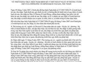 Chỉ thị 20/2007/CT-UBND minh bạch tài sản thu nhập triển khai thực hiện Nghị định 37/2007/NĐ-CP