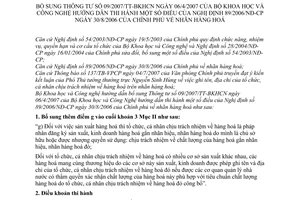 Thông tư 14/2007/TT-BKHCN nhãn hàng hoá bổ sung 09/2007/TT-BKHCN