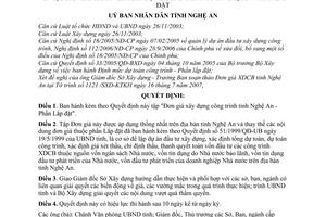 Quyết định 89/2007/QĐ-UBND đơn giá xây dựng công trình tỉnh Nghệ An Phần lắp đặt