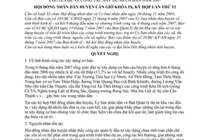 Nghị quyết  08/2007/NQ-HĐND chuyên đề công tác xây dựng cơ bản năm 2007 huyện Cần Giờ