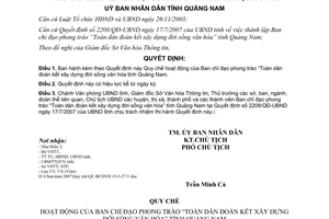 Quyết định 2352/QĐ-UBND 2007 Quy chế Ban chỉ đạo Toàn dân xây dựng đời sống văn hóa Quảng Nam