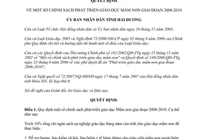 Quyết định 2666/2007/QĐ-UBND phát triển giáo dục mầm non 2008-2010 Hải Dương