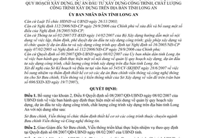 Quyết định 1953/QĐ-UBND bổ sung Quyết định 08/2007/QĐ-UBND quản lý quy hoạch xây dựng, dự án đầu tư xây dựng công trình