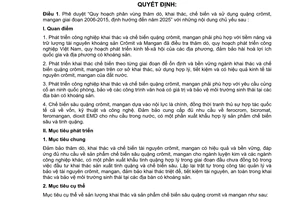 Quyết định 33/2007/QĐ-BCN phê duyệt Quy hoạch phân vùng thăm dò khai thác chế biến sử dụng quặng crômit mangan giai đoạn 2007-2015 định hướng đến 2025