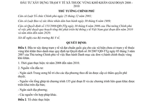 Quyết định 950/QĐ-TTg đầu tư xây dựng trạm y tế xã vùng khó khăn giai đoạn 2008 2010