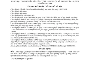 Quyết định 84/2007/QĐ-UBND phê duyệt quy hoạch chi tiết nhóm nhà ở Đông Nam đường Láng Hạ Thanh Xuân kéo dài tỷ lệ 1/500 thuộc xã Trung Văn Hà Nội