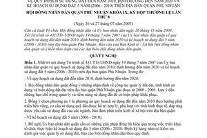 Nghị quyết 04/2007/NQ-HĐND quy hoạch sử dụng đất đến năm 2010, định hướng đến năm 2020 và kế hoạch sử dụng đất 5 năm (2006 - 2010) quận Phú Nhuận
