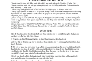 Quyết định 23/2007/QĐ-UBND điều chỉnh phí vệ sinh trên địa bàn tỉnh Kiên Giang