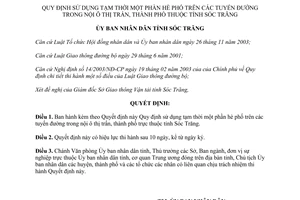 Quyết định 19/2007/QĐ-UBND sử dụng tạm thời một phần hè phố trên các tuyến đường Sóc Trăng