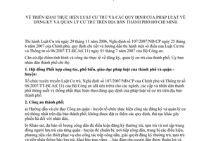 Chỉ thị 21/2007/CT-UBND đăng ký quản lý cư trú địa bàn Hồ Chí Minh triển khai thực hiện Luật Cư trú
