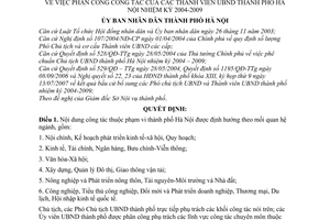 Quyết định 86/2007/QĐ-UBND phân công công tác thành viên UBND thành phố Hà Nội nhiệm kỳ 2004-2009