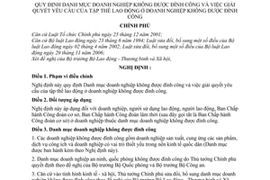 Nghị định 122/2007/NĐ-CP Danh mục doanh nghiệp không được đình công việc giải quyết yêu cầu của tập thể lao động ở doanh nghiệp