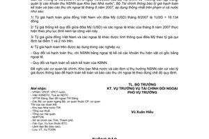 Thông báo 267/TB-BTC tỷ giá hạch toán ngoại tệ tháng 8/2007