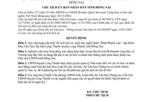 Quyết định 2368/QĐ-UBND xếp hạng di tích lịch sử, kiến trúc nghệ thuật Đình Phước Lộc khu Cầu Xéo, thị trấn Long Thành, Đồng Nai