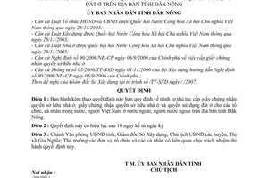 Quyết định 14/2007/QĐ-UBND  trình tự thủ tục cấp giấy chứng nhận quyền