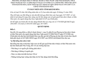 Quyết định 1339/QĐ-UBND Phương án bán nhà ở thuộc sở hữu Nhà nước