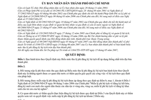 Quyết định 103/2007/QĐ-UBND biểu mức thu lệ phí đăng ký hộ tịch thành phố