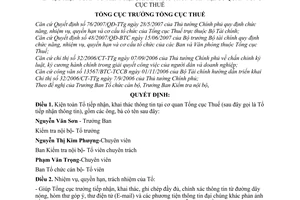 Quyết định 983/QĐ-TCT kiện toàn tổ tiếp nhận khai thác thông tin cơ quan Tổng cục Thuế