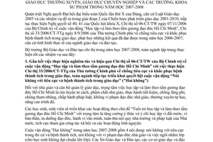 Chỉ thị 39/2007/CT- BGDĐT nhiệm vụ trọng tâm giáo dục mầm non phổ thông thường xuyên chuyên nghiệp trường khoa sư phạm năm học 2007-2008
