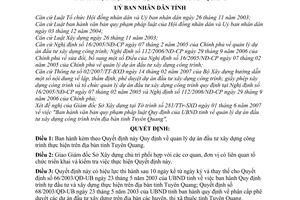 Quyết định 22/2007/QĐ-UBND quản lý dự án đầu tư xây dựng công trình