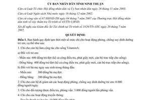 Quyết định 175/2007/QĐ-UBND chi phòng chống suy dinh dưỡng trẻ em Ninh Thuận