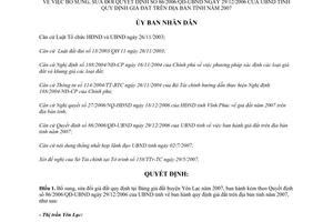Quyết định 45/2007/QĐ-UBND sửa đổi Quyết định 86/2006/QĐ-UBND giá đất 2007 Vĩnh Phúc