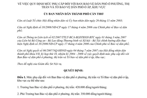 Quyết định 26/2007/QĐ-UBND mức phụ cấp đối với Ban Bảo vệ dân phố phường
