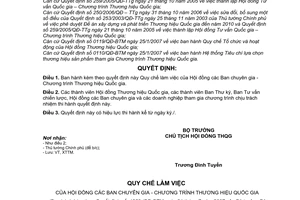 Quyết định 1253/QĐ-BTM Quy chế làm việc Hội đồng Ban chuyên gia Chương trình Thương hiệu Quốc gia