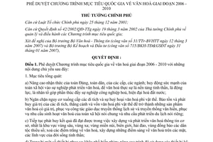 Quyết định 125/2007/QĐ-TTg phê duyệt Chương trình mục tiêu quốc gia về văn hoá giai đoạn 2006 - 2010