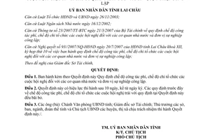 Quyết định 15/2007/QĐ-UBND công tác phí chế độ chi tổ chức các cuộc hội nghị Lai Châu