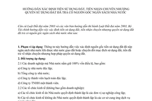 Thông tư 92/2007/TT-BTC hướng dẫn xác định tiền sử dụng đất nhận chuyển nhượng QSDĐ trả nguồn gốc NSNN