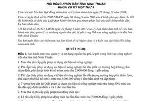 Nghị quyết 03/2007/NQ-HĐND quản lý sử dụng nguồn thu phí lệ phí lĩnh vực công nghiệp