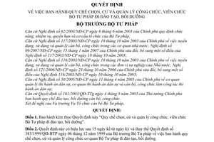 Quyết định 1195/QĐ-BTP Quy chế chọn cử quản lý công chức viên chức Bộ Tư pháp đào tạo bồi dưỡng