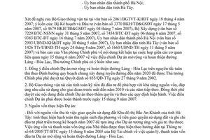 Công văn 1042/TTg-CN điều chỉnh Dự án mở rộng và hoàn thiện đường Láng - Hòa Lạc