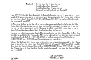 Công văn  5763/SXD-CCQND  hướng dẫn và giải đáp vướng mắc trong nghiệp vụ cấp Giấy chứng nhận quyền sở hữu nhà ở và quyền sử dụng đất ở